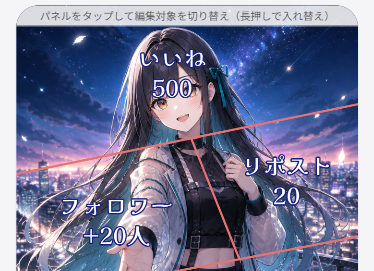 パネルテキストのサイズ調整と入れ替え