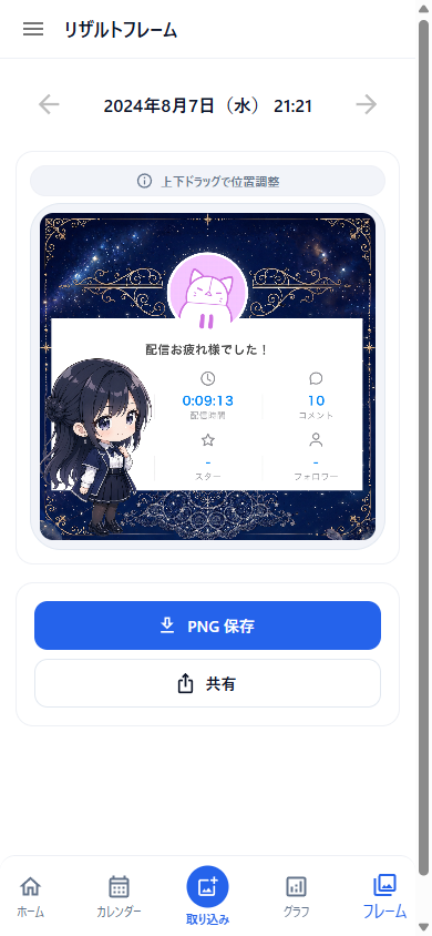 リザルトフレームの合成プレビュー